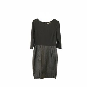 Calvin Klein Black Half Blouse Half Faux Leather Zipper Dress Size 10